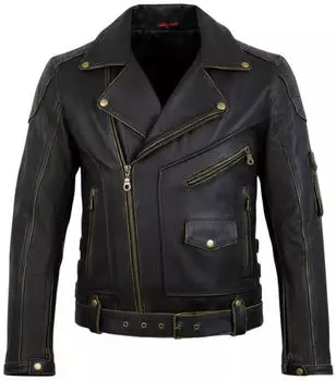 MDM Dance Oldschool Motorrad Lederjacke Used Look (MDM1050) schwarz