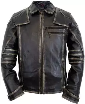 MDM Dance Vintage Biker Lederjacke Used Look schwarz