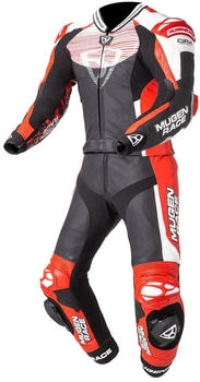 Mugen Race Scorpion perforierte 2-Teiler Motorrad Lederkombi (LS2-MNR-2109) schwarz-weiss-rot