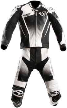 Mugen Race Sidegun perforierte 2-Teiler Motorrad Lederkombi (LS2-MNR-2402) schwarz-weiss