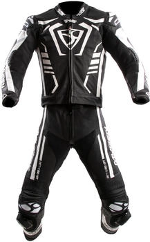 Mugen Race Predator perforierte 2-Teiler Motorrad Lederkombi (LS2-MNR-2412) schwarz-weiss