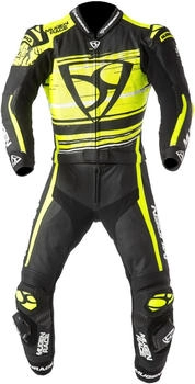 Mugen Race RC-Max Due perforierte 2-Teiler Motorrad Lederkombi (LS2-MNR-2008) schwarz-weiss-gelb