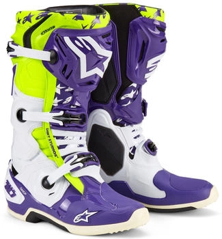 Alpinestars Tech 10 Boot Dirt white/purple/yellow fluo