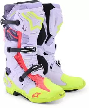 Alpinestars Tech 10 Supervented Motocross Stiefel pink/lila/gelb