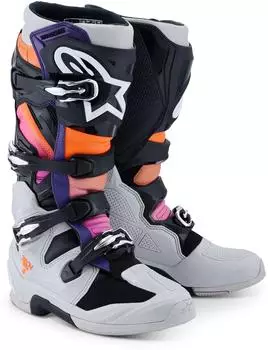 Alpinestars Tech 7 Motocross Stiefel schwarz/grau/pink/orange