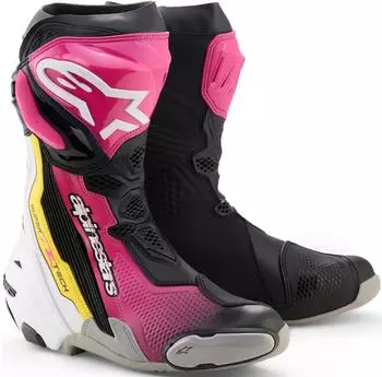 Alpinestars Supertech R Motorradstiefel schwarz/weiss/pink