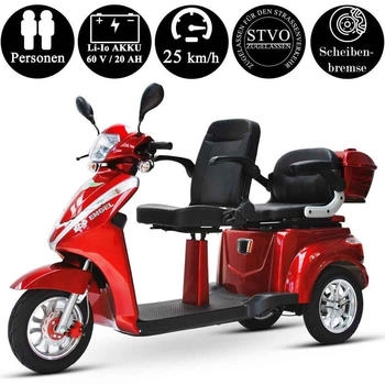 Eco Engel Elektromobil 503 mit 20 Ah Li-Io Akku Seniorenmobil 1000,00 W 25,00 km/h inkl. Topcase Rot