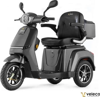 Veleco Elektromobil Turris Lithium-Ionen Akku Voll-LED Beleuchtung 3-Rad 800,00 W 12,00 km/h Herausnehmbarer Lithium-Ionen Akku Grau