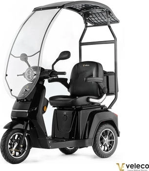 Veleco Elektromobil Turris mit Dach Seniorenmobil LED-Beleuchtung 2 Gänge 12,00 km/h Dach mit Windschutzscheibe Schwarz