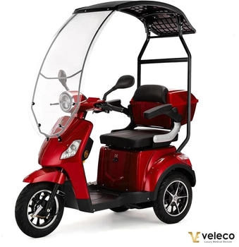 Veleco Elektromobil Draco Seniorenmobil 3-Rad Mobilitätsroller 800,00 W 12,00 km/h Herausnehmbarer Lithium-Ionen Akku Gehstockhalter Blau
