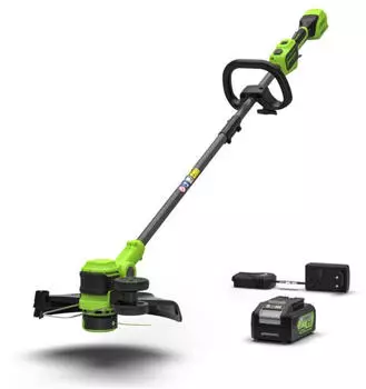 Greenworks 24 V Akku-Rasentrimmer 33 cm inkl. Fadenspule & 20 Kunststoffklingen + 4,0 Ah Akku & Ladeger&auml;t