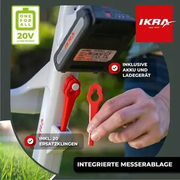 Ikra IART 2025 20 V inkl. Akku & Ladegerät – Ikra IART 2025 20 V inkl. Akku & Ladegerät mit Messer und Fadenschnitt
