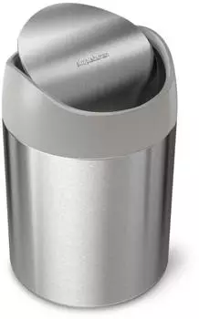 Simplehuman Mini-Abfalleimer geb&uuml;rsteter edelstahl &Oslash;12,7cm H 18,8cm 1,5l