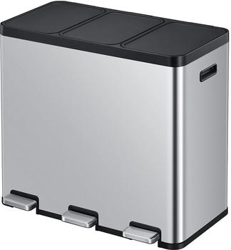 Eko Treteimer Recycler Stahl 60l 3-fach-Sammler, Edelstahl (8713631200214)