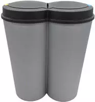 Spetebo - M&uuml;lleimer 50 Liter (2x25) In Grau Mit Praktischem Klappverschluss -