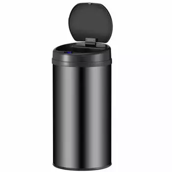 Juskys Runder M&uuml;lleimer mit Sensor schwarz 40 l
