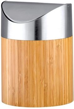 Axxentia M&uuml;lleimer 116809, Bonja Bambus, braun, Tischabfalleimer Edelstahl, 0,8l