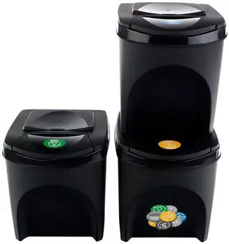 Prosperplast Mülleimer Sortibox, anthrazit Kunststoff, 3x 25l