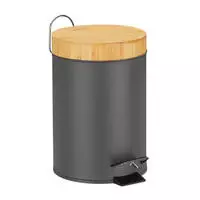 Relaxdays M&uuml;lleimer Bad, 3 L, Kosmetikeimer Absenkautomatik, Bambusdeckel,