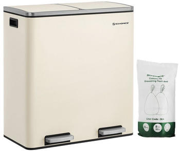 Songmics M&uuml;lleimer LTB060A01, cremewei&szlig; Metall, 2 x 30l