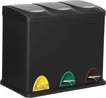 Songmics M&uuml;lleimer LTB24BK, schwarz Metall, 3 x 8l