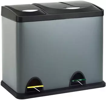 Svita Mülleimer TC2Combo26, grau Metall, 1 x 8 und 1 x 18l