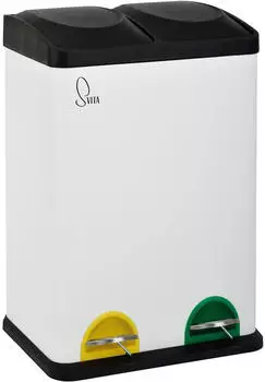 Svita Mülleimer TC2X20, weiß Metall, 2 x 20l