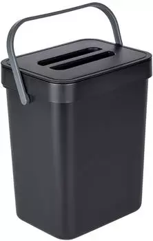 Wenko M&uuml;lleimer Tago, schwarz, T&uuml;rabfalleimer Kunststoff, 5l