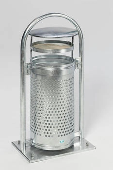 Proregal Abfallsammler mit Rohrbogenständer + Aschereinsatz 60/70l, HxBxT 116,5x58x38cm Stahl Feuerverzinkt Abfalleimer - RVA140-12