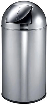 Proregal Abfallbehälter mit Pushdeckel & Inneneimer aus Metall | 40 Liter, HxBxT 74x34x34cm | Edelstahl/Silber (RVB36-02)