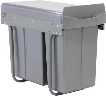 Svita EMCombo30 Einbaumülleimer 30L (10L+20L) 2 Fächer mit Deckel Mülltrennsystem 2fach Küche Unterschrank Abfalleimer ausziehbar Grau (92502)