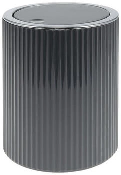 bremermann Mini-Kosmetikeimer GAVELLO mit Schwingdeckel Badeimer mit Rillendekor, Kunststoff 1,5l grau, rund (90319)