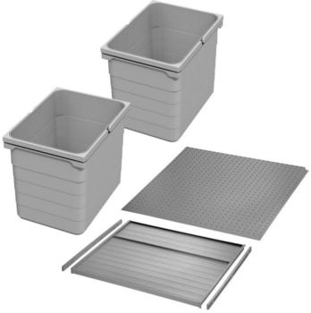 Sotech SO-TECH® Mülltrennsystem eins2vier KB 500 mm, Seitenstärke 16 mm Höhe 250 mm, 2x 15L, 1x 50er Bodenplatte, 1x 50er Deckelplatte (126757)
