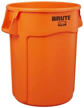 Proregal Rubbermaid Brute runde Mehrzwecktonne mit Belüftungskanälen | 121,1 Liter 69,2x63,5x55,5cm | orange Kunststoff RVB112-01
