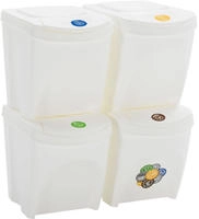 vidaXL Stapelbare M&uuml;lleimer 4 Stk. Wei&szlig; 100 L Polypropylen