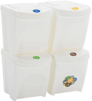 vidaXL Stapelbare M&uuml;lleimer 4 Stk. Wei&szlig; 100 L Polypropylen