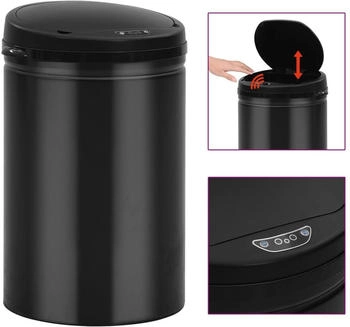 vidaXL Automatischer Sensor-M&uuml;lleimer 30 L Kohlenstoffstahl Schwarz