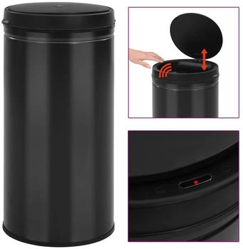 vidaXL Automatischer Sensor-M&uuml;lleimer 70 L Kohlenstoffstahl Schwarz