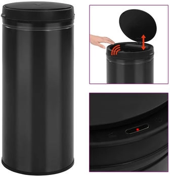 vidaXL Automatischer Sensor-M&uuml;lleimer 80 L Kohlenstoffstahl Schwarz