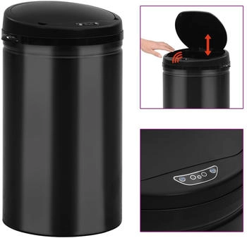 vidaXL Automatischer Sensor-M&uuml;lleimer 40 L Kohlenstoffstahl Schwarz