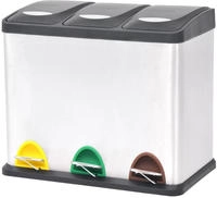 Vidaxl Recycling Pedal Bin Garbage Trash Bin Stainless Steel 24 L