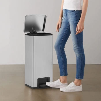 vidaXL M&uuml;lleimer mit Pedal Anti-Fingerabdruck 30 L Silbern Edelstahl