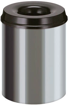 Brabantia Feuerlöschender Papierkorb Edelstahl 15 Liter - Edelstahl Schwarz