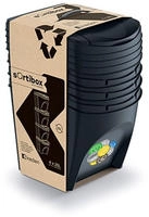 Set mit 4 Keden Sortibox M&uuml;lleimern, 100 % recycelter Kunststoff, schwarz, 100 l