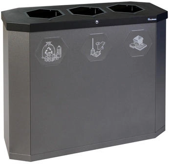 stumpf Sixco Abfallsammler sechseckig lichtgrau 45l mit Klappe Edelstahl