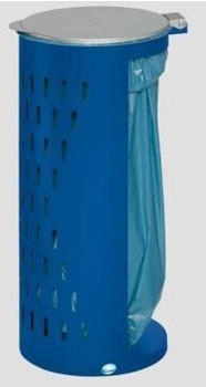 VAR H85 Kompakt Abfallsammler 120 L blau ohne Tür aus verzinktem Stahlblech mit Lochblechmuster