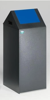 Proregal Selbstlöschender Wertstoffsammler spitz | 60 Liter 80x32x32cm Grau-Blau | silber RVA24-08
