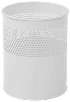 Proregal Runder halbperforierter Papierkorb aus Metall | 10 Liter, HxØ 27,5x23,5cm | Weiß - weiß Metall RVB41-01