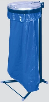 Proregal Robuster Einzel-Abfallsammler mit Metall-Deckel | mit Standfuß | 35cm Einwurföffnung | 98x50x48cm Blau-Verzinkt | - blau RVA64-02