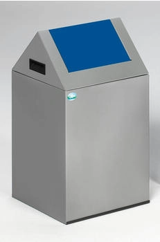 Proregal Selbstlöschender Wertstoffsammler spitz | 43 Liter 60x32x32cm Silber-Blau | silber RVA24-05